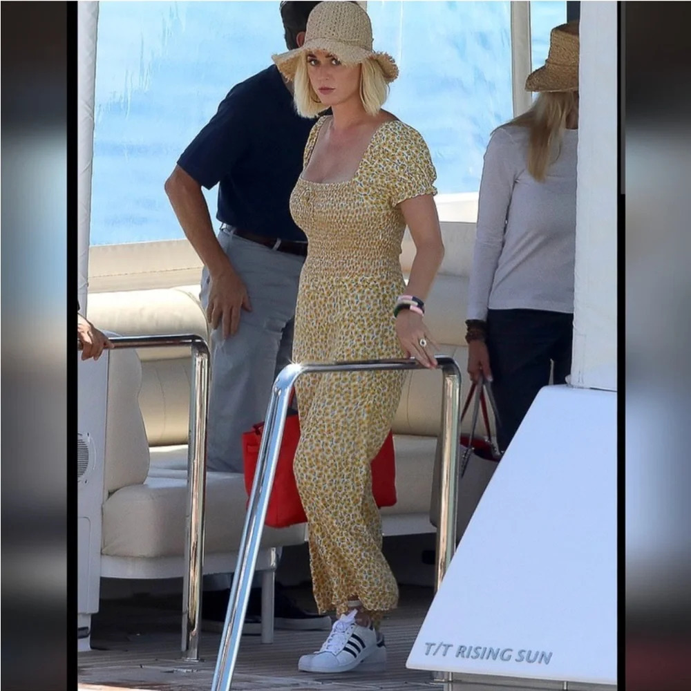 Faithfull the Brand Yellow Floral Smocked Jumpsuit